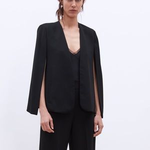 zara black cape jacket